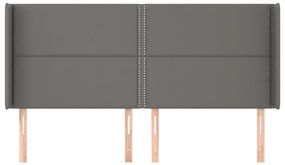 Cabeceira cama c/ abas couro artif. 203x16x118/128 cm cinzento