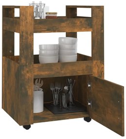 Carrinho de cozinha 60x45x80 cm deriv. madeira carvalho fumado