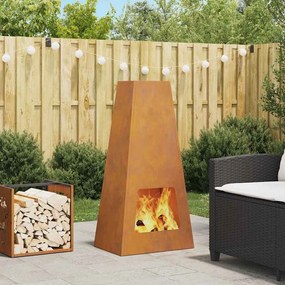 vidaXL Fire Pit Castanho 50 x 35 x 100 cm Aço corten