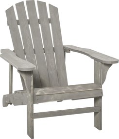 Cadeira Adirondack de Madeira Cadeira Adirondack de Jardim com Assento Extra Largo 78x89x88 cm Cinza