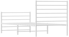 Estrutura de cama com cabeceira e pés 107x203 cm metal branco