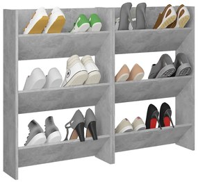 Sapateiras de parede 2 pcs 60x18x90 cm contrapl. cinza cimento