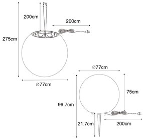 Candeeiro suspenso moderno para exterior branco 77 cm IP65 - Nura Moderno