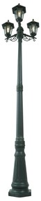 Lanterna de exterior clássica verde-escura 217cm 3-luzes IP44 - New Haven Clássico / Antigo
