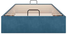 Ottoman Bed Frame No Colchão Azul Escuro 90x200 cm Veludo