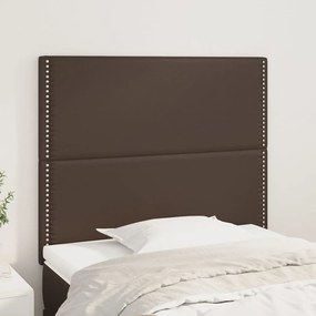 vidaXL Cabeceira de cama 2 pcs couro artificial 80x5x78/88 cm castanho