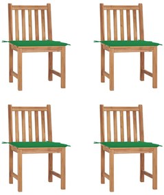 vidaXL Cadeiras de jardim c/ almofadões 4 pcs madeira de teca maciça