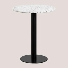 Mesa De Bar Redonda Ø60 Cm Em Terraço Dolce Terrazzo Marfim - Preto - Sklum