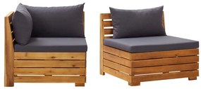 2 pcs conjunto lounge de jardim c/ almofadões acácia maciça