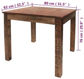 Mesa de jantar madeira reciclada maciça 82x80x76 cm