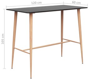 Mesa de bar 120x60x105 cm preto