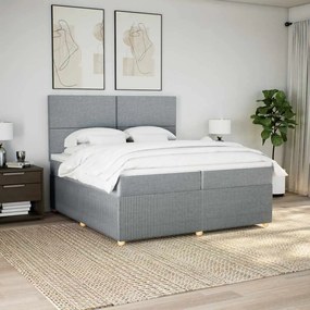 vidaXL Cama com molas/colchão 200x200 cm tecido cinza-claro