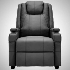 Poltrona Kaila de Massagens Reclinável em Couro Artificial - Cinzento