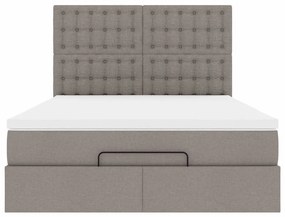 Estrutura de cama otomana com colchão tecido cinzento 140x200cm