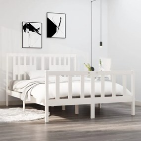 vidaXL Estrutura de cama 140x190 cm madeira maciça branco