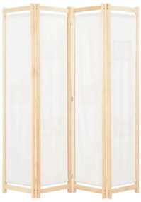 Divisória de quarto com 4 painéis 160x170x4 cm tecido cor creme