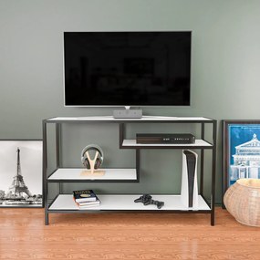 Móvel TV Robbins – Preto e Branco – 120 cm x 39 cm x 75 cm