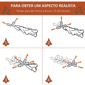 HOMCOM Árvore de Natal Artificial 180cm com 678 Ramas 53 Pinhas e 53 F