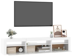 Móvel de TV com luzes LED 195x35x40 cm branco