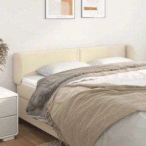 Cabeceira de cama c/ abas couro artificial 183x23x78/88cm creme