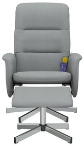 Cadeira de massagens reclinável c/ apoio pés tecido cinza-claro