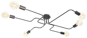 Candeeiro de teto design preto 6 luzes - Facile Design