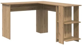 Escrivaninha de Canto com Armazenamento em Carvalho Artesanal 140x113,