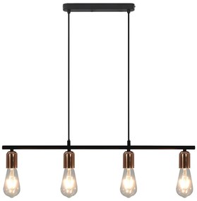 vidaXL Candeeiro teto lâmpadas incandescência 2W preto/cobre 80cm E27