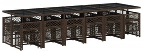 17 pcs conjunto jantar p/ jardim c/ almofadões vime PE castanho