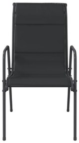 Cadeiras de jardim 2 pcs aço e textilene preto