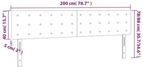 Cabeceira de cama c/luzes LED tecido 200x5x78/88cm cinza-escuro