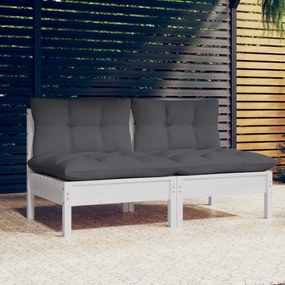 vidaXL Sofá de jardim 2 lugares com almofadões antracite pinho maciço