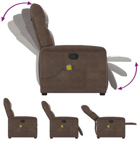 Poltrona de massagens reclinável tecido de microfibra castanho