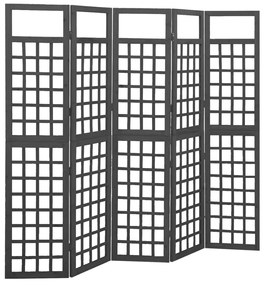 vidaXL Biombo/treliça 5 painéis abeto maciço 201,5x180 cm preto