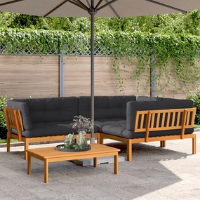 vidaXL 4 pcs móveis de paletes p/ jardim c/ almofadões acácia maciça