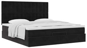 Estrutura de cama otomana com colchões 180x200cm veludo preto