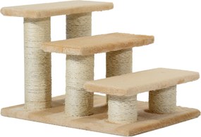 PawHut Escada para Animais 3 Degraus 34 cm de Altura - Escada Dobrável para Gatos e Cães, Rampa de Acesso para Cama e Sofá, Creme | Aosom Portugal
