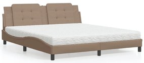 vidaXL Cama com colchão 180x200 cm couro artificial cappuccino