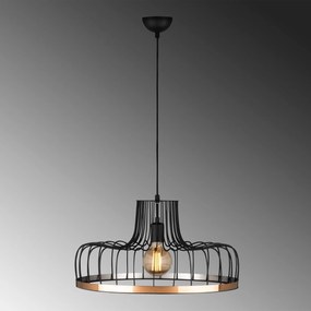 Chandelier Fellini – Preto e Cobre – Diâmetro 53 cm, Altura 124 cm