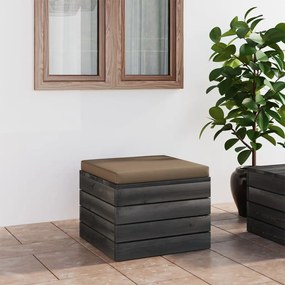 vidaXL Otomano paletes jardim c/ almofadão pinho cinzento-acastanhado