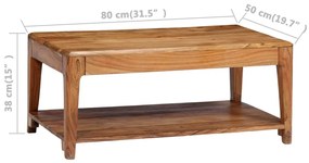Mesa de centro em madeira maciça 88x50x38 cm