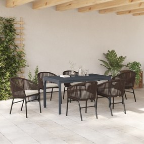 Conjunto de Jantar com 7 Peças com Almofadas Castanho em Rattan Poliés