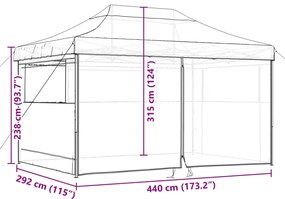Tenda para festas pop-up dobrável com 4 paredes laterais bege