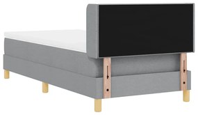 Cama Box com Colchão Cinza Claro, 100 x 200 cm, Tecido.
