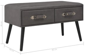 Mesa de centro 80x40x46 cm couro artificial cinzento