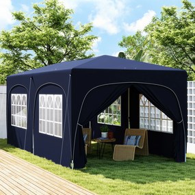 Tenda Dobrável 3x6 m com Painéis Laterais UPF50+ Tenda de Jardim com Altura Ajustável e Bolsa de Transporte Azul Escuro