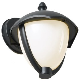 Aplique de parede inteligente para exterior preto com vidro opalino incluindo LED IP54 - Classica Clássico / Antigo