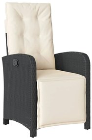 3 pcs conjunto de bistrô com almofadões vime PE preto