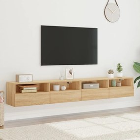 Móvel de parede p/ TV 2pcs derivados de madeira carvalho sonoma