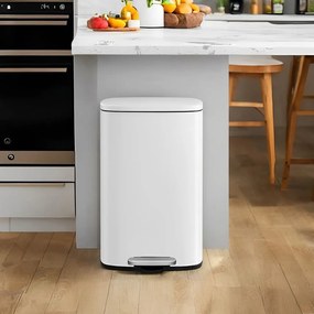 Caixote do lixo 50 litros com pedal 43,2 x 37,1 x 63,2 cm Branco